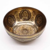 Tibetische Heilschale mit Gravur – 21 cm – Om und Buddha
