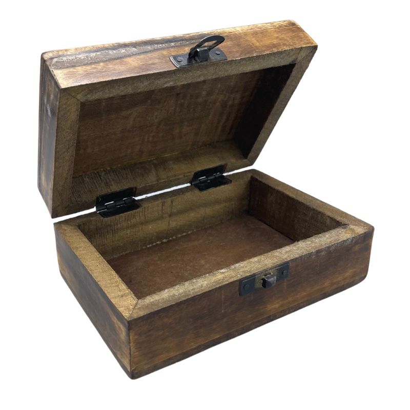 Mittelgroße Holzkiste mit Keramikglasur – 15 x 10 x 6 cm – Weiß