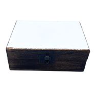 Mittelgroße Holzkiste mit Keramikglasur – 15 x 10 x 6 cm – Weiß