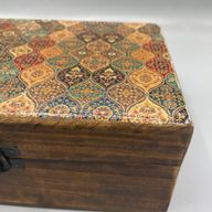 Große Holzkiste mit Keramikglasur - 20x15x7.5cm - Trad-Muster