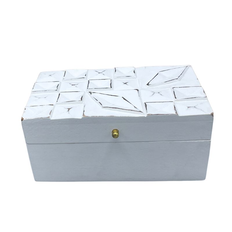 Vintage Deco – Mehrzweckbox – 22 x 12 x 10 cm – weiße Diamanten