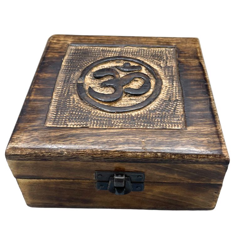 Quadratische Aufbewahrungsbox aus Holz 13x13x6cm - Om