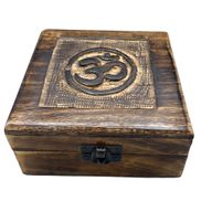 Quadratische Aufbewahrungsbox aus Holz 13x13x6cm - Om