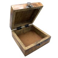 Quadratische Aufbewahrungsbox aus Holz, 13 x 13 x 6 cm – Buddha