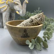 Holzschale für Räucher- und Ritualopfer – Buddha – 11 x 7 cm