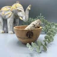 Holzschale für Räucher- und Ritualopfer – Baum des Lebens – 11 x 7 cm
