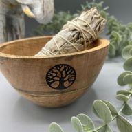 Holzschale für Räucher- und Ritualopfer – Baum des Lebens – 11 x 7 cm