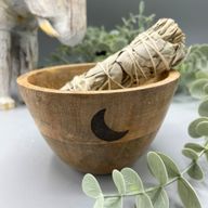 Holzschale für Räucher- und Ritualopfer – Drei Monde – 11 x 7 cm