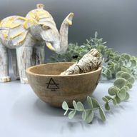 Holzschale für Räucher- und Ritualopfer – Vier Elemente – 13 x 7 cm