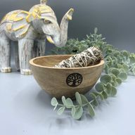 Holzschale für Räucher- und Ritualopfer – Baum des Lebens – 13 x 7 cm