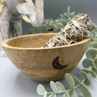 Holzschale für Räucher- und Ritualopfer - Drei Monde – 13 x 7 cm