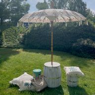 Bali-Terrassenschirm – Segeltuch – natürliches Dekor – 2 m