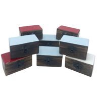 Pillendose aus Holz, 9 x 5 x 4 cm – Farben aus massiver Keramik – sortiert