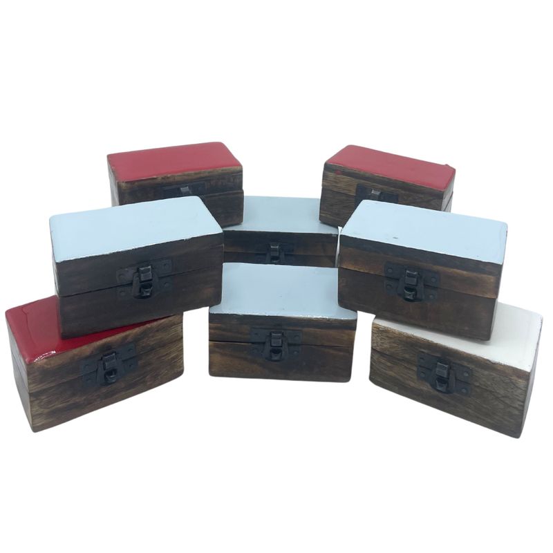 Pillendose aus Holz, 9 x 5 x 4 cm – Farben aus massiver Keramik – sortiert