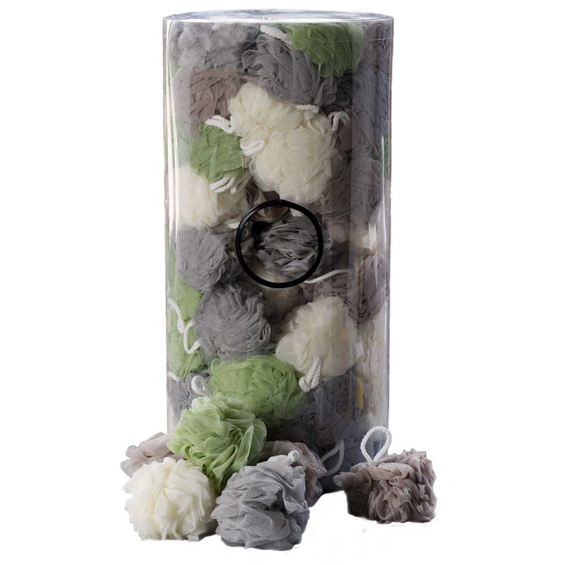 Duschschwämme in Naturtönen, 4 Sorten (Displayröhre) – 50 g