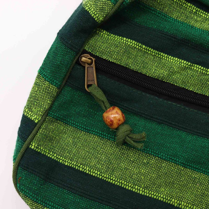 Große Nepal-Schultertasche (verstellbarer Riemen) – Waldgrün
