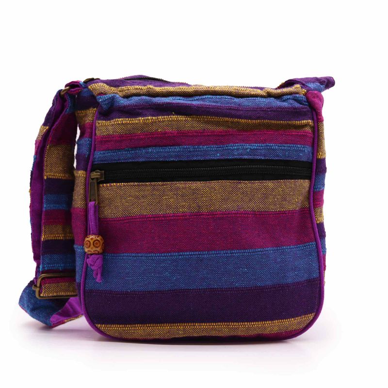 Große Nepal-Schultertasche (verstellbarer Riemen) – Wilde Blumen