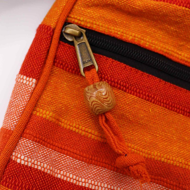Große Nepal-Schultertasche (verstellbarer Riemen) – Sonnenaufgangsorange