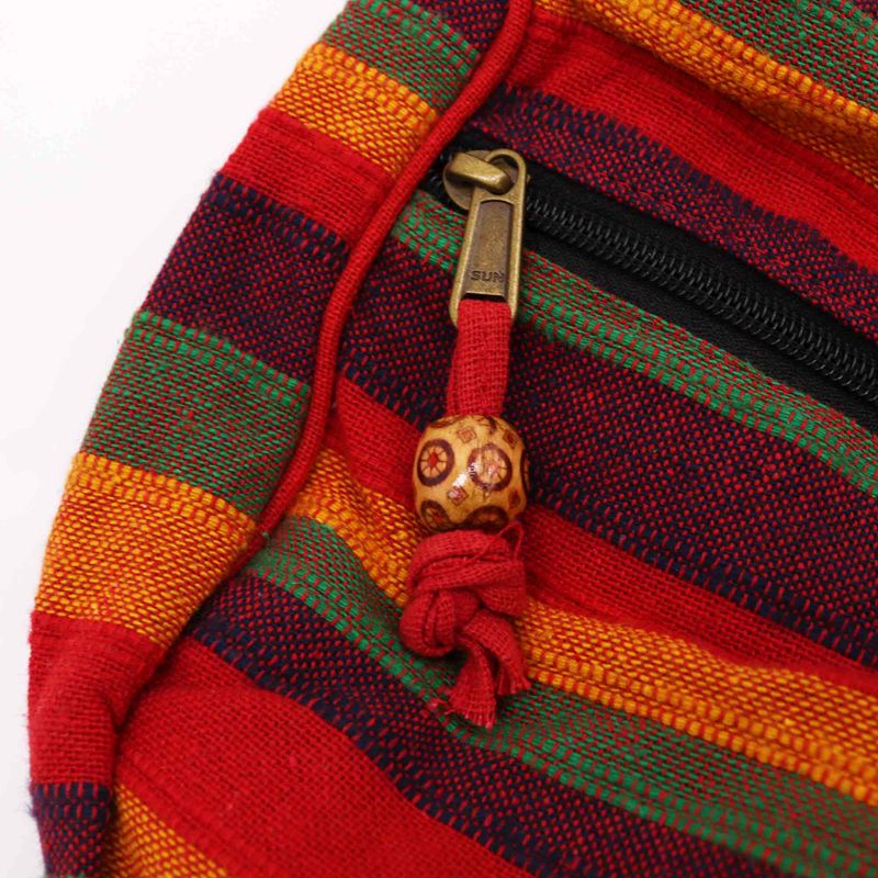 Große Nepal-Schultertasche (verstellbarer Riemen) – Sunset Reds