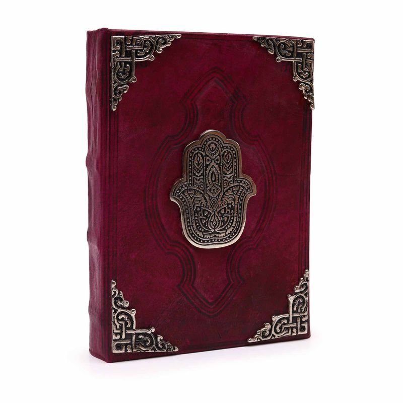 Hefty Red Tan Buch – Zink-Hamsa-Dekor – 200 Seiten mit Büttenrändern – 26 x 18 cm