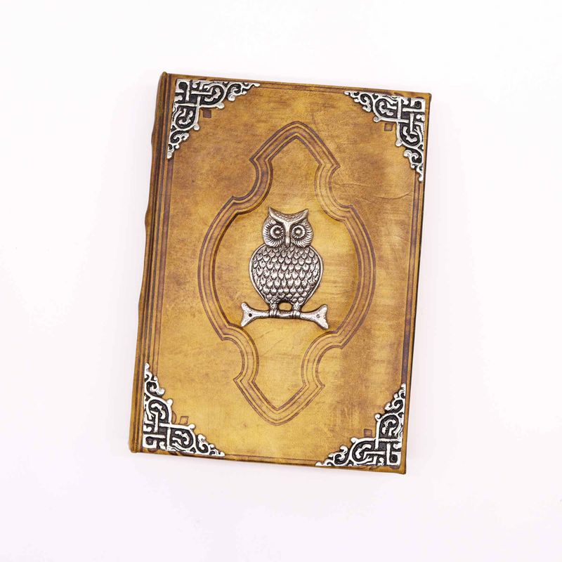 Hefty Coffee Tan Buch – Zink-Eulen-Dekor – 200 Seiten mit Büttenrändern – 26 x 18 cm
