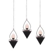 Edelstein-Laterne des Lebens-Pendels – schwarzer Achat und Rosenquarz