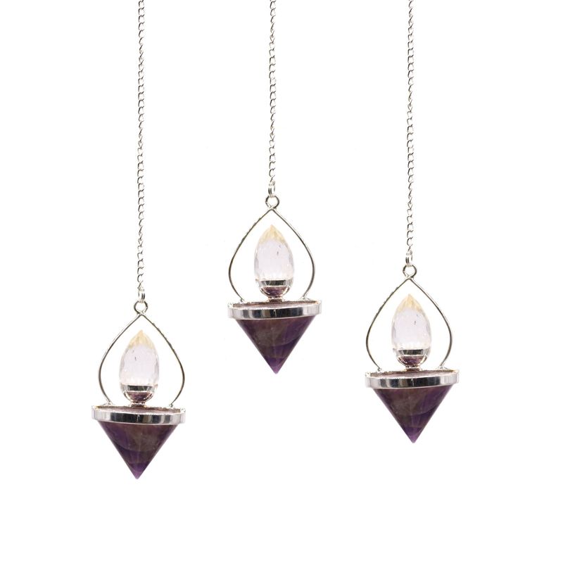 Edelstein-Laterne des Lebens-Pendels – Amethyst und Bergquarz