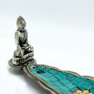 Räucherstäbchenhalter mit langem Buddha-Blatt und tibetischem Dekor