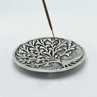 Räucherstäbchenhalter Lebensbaum aus poliertem Aluminium, 10 cm