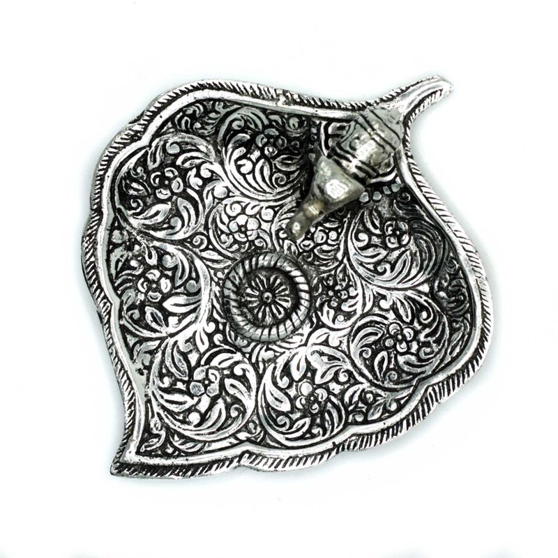 Elefantenblatt-Räucherstäbchenhalter aus poliertem Aluminium, 11 cm