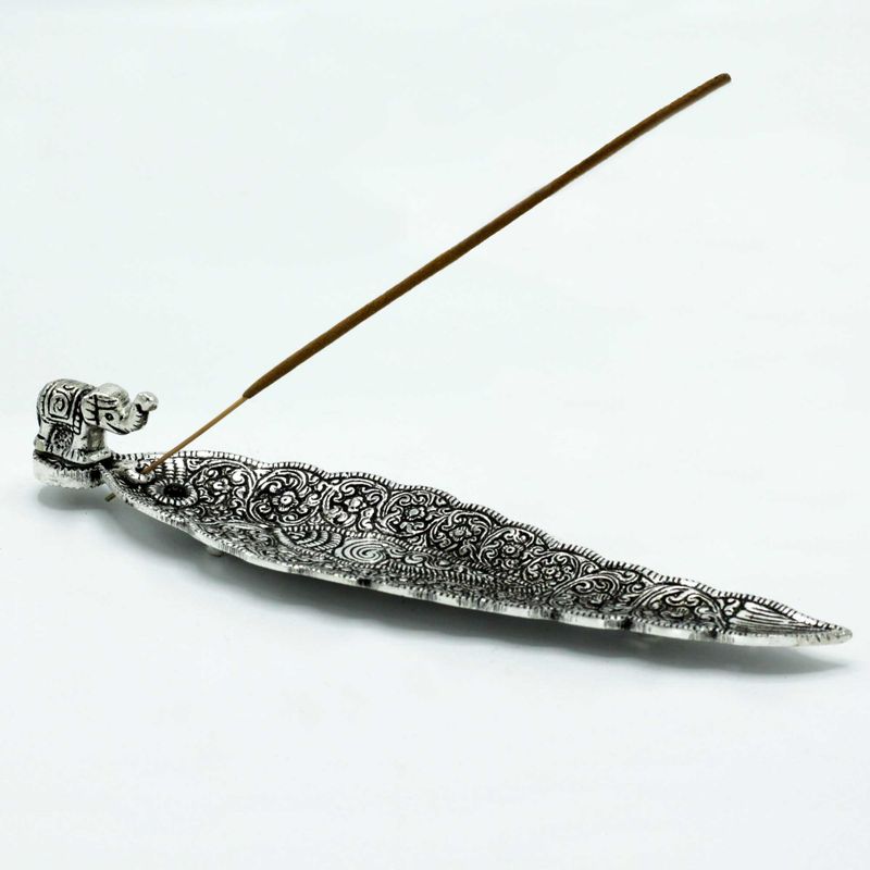 Elefant langer Räucherstäbchenhalter aus poliertem Aluminium, 20 cm
