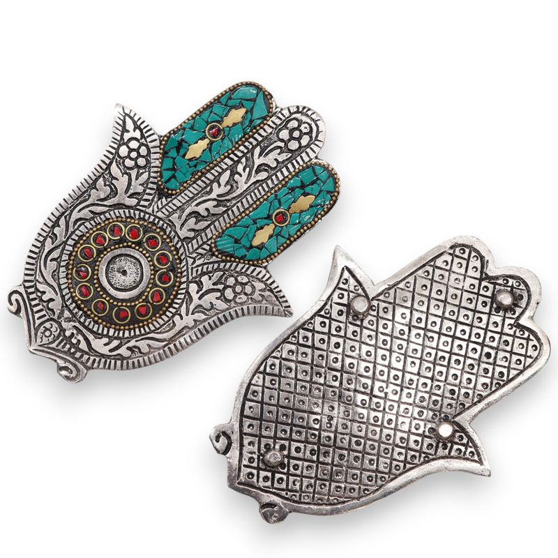 Grüner kleiner Hamsa-Räucherstäbchenhalter 13x5,5cm