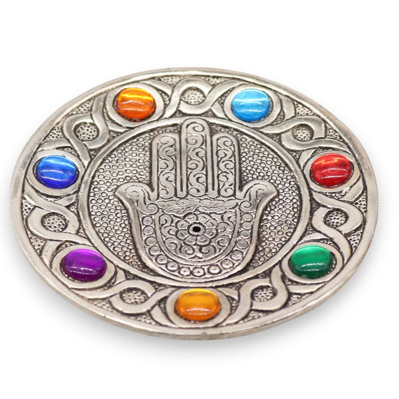Sieben Chakra Hamsa Räucherstäbchenhalter 11,5 cm