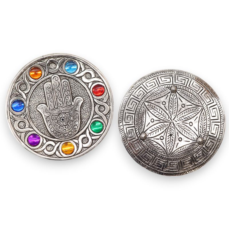 Sieben Chakra Hamsa Räucherstäbchenhalter 11,5 cm