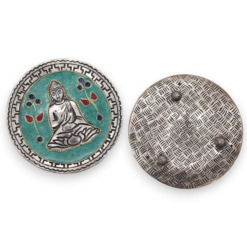 Räucherstäbchenhalter mit Buddha-Dekor, Grün, 10 cm