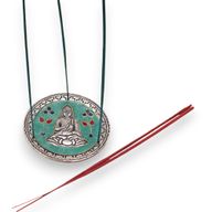 Räucherstäbchenhalter mit Buddha-Dekor, Grün, 10 cm