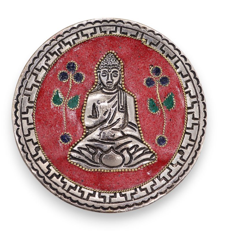 Räucherstäbchenhalter Buddha Rot Dekor 10cm