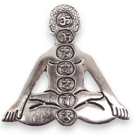 Räucherstäbchenhalter aus poliertem Aluminium mit sieben Chakren, Yoga, 12 x 12 cm