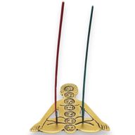 Goldfarbener Räucherstäbchenhalter aus Aluminium mit sieben Chakren für Yoga, 12 x 12 cm