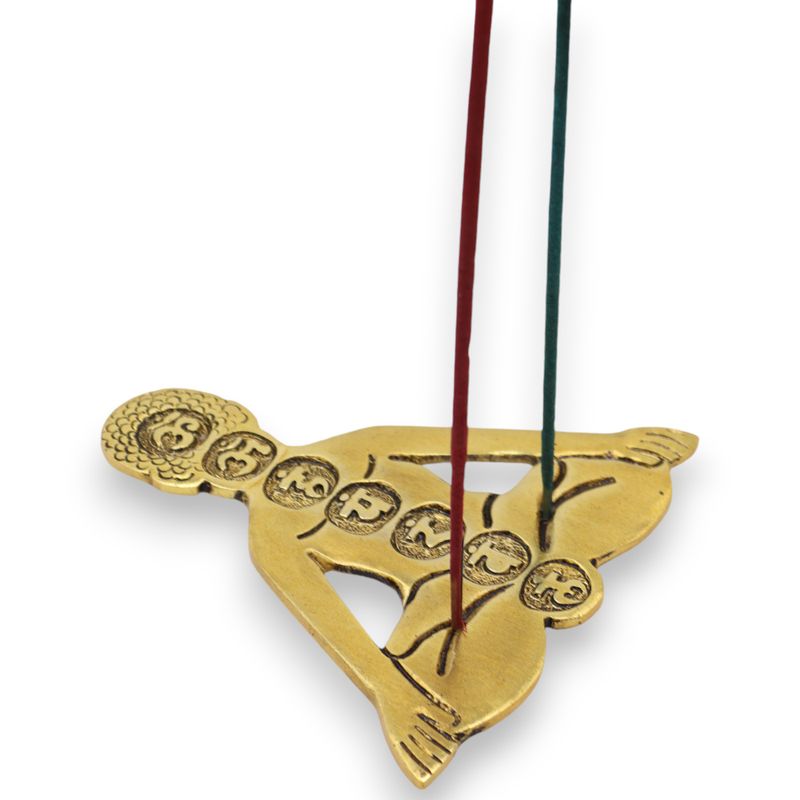 Goldfarbener Räucherstäbchenhalter aus Aluminium mit sieben Chakren für Yoga, 12 x 12 cm