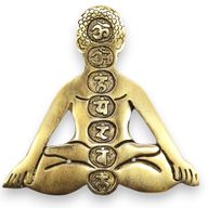 Goldfarbener Räucherstäbchenhalter aus Aluminium mit sieben Chakren für Yoga, 12 x 12 cm