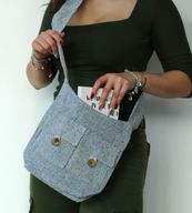 Zwei-Taschen-Taschen in Naturtönen – Sanftes Lavendel – Mittel