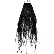 Schwarzer geflochtener Lampenschirm aus Doum – Pendellampe – 20×15 cm