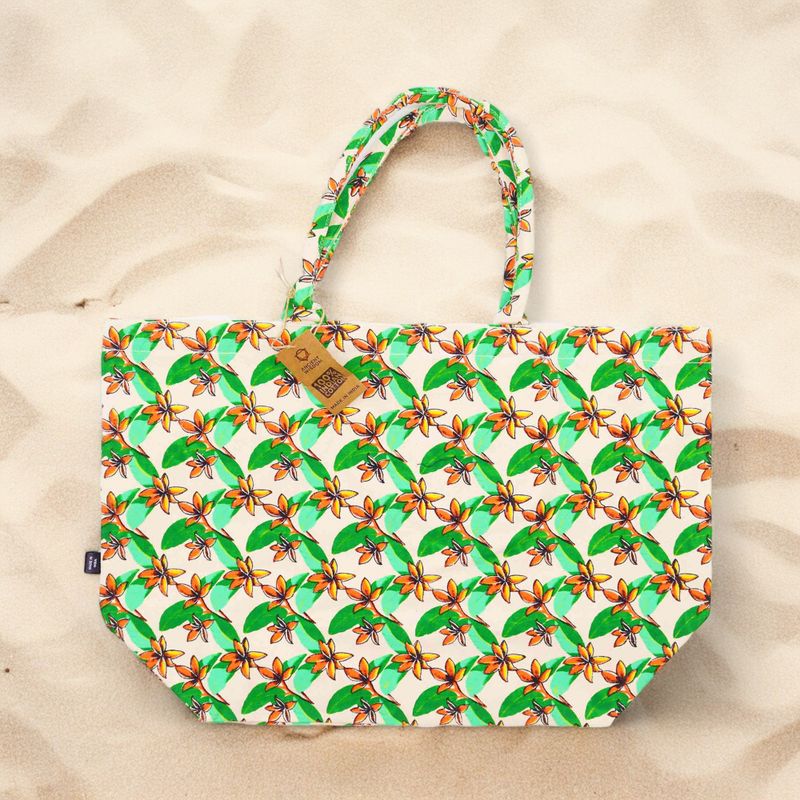 Große, helle Tasche - Frangipani