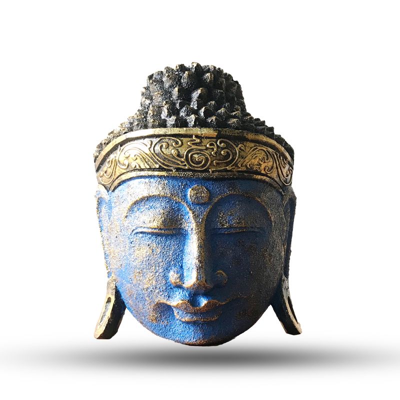 Home Decor Buddha-Kopf – 25 cm – blaues Glanzfinish