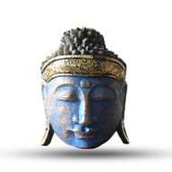 Home Decor Buddha-Kopf – 25 cm – blaues Glanzfinish