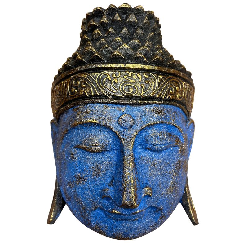 Home Decor Buddha-Kopf – 25 cm – blaues Glanzfinish