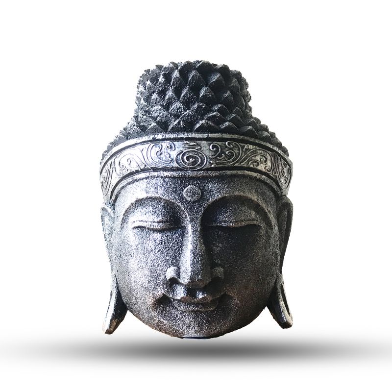 Home Decor Buddha-Kopf  - 25cm - glänzendes Silber-Finish