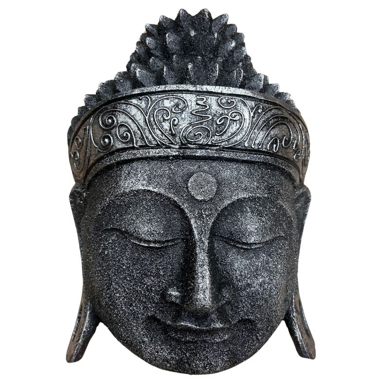 Home Decor Buddha-Kopf  - 25cm - glänzendes Silber-Finish