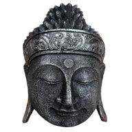 Home Decor Buddha-Kopf  - 25cm - glänzendes Silber-Finish